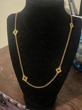 Gold Clover Station Long Necklace - Women's Jewelry